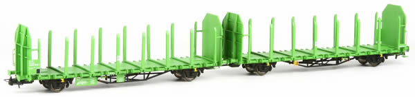 Kato HobbyTrain Lemke SUWRSE009 - Double flat wagon Laaps wood transport  4309 009-9